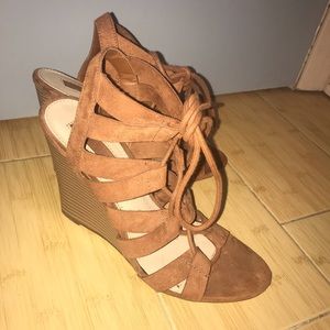 Forever21 brown lace up wedges